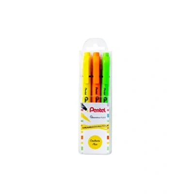 Immagine di Pentel Illumina Flex SLW11 Set di 3 evidenziatori bipunti, Giallo, Arancione e Verde