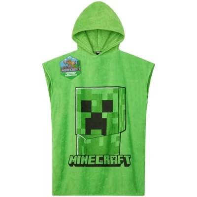 Immagine di MINECRAFT Asciugamani Bagno con Cappuccio Asciugamano Doccia Ragazzi Creeper Accappatoio Poncho Bambino Telo Mare Bambini Idee Regalo (Verde, 6 9 Anni)