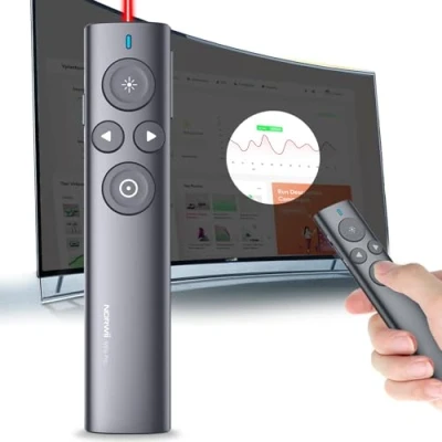 Immagine di NORWII N95 Pro Digitale Presenter Ricaricabile, 3 Type Puntatore e Fisico Mouse Pointer, Supporto Evidenziazione Timer di Ingrandimento LED LCD