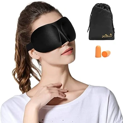 Immagine di Viedouce Mascherine per Dormire 3D, Maschera il Sonno 3D Uomini e Donne, Occhi Bloccare la Luci con Cinghia Comoda Orientabile(3d Nero)