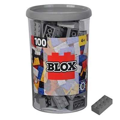 Immagine di Simba 104114544 Blox, 100 blocchi grigi per bambini dai 3 anni in su, 8 pietre, scatola, di alta qualità, completamente compatibili con molti altri produttori