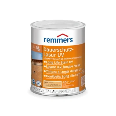 Immagine di Remmers Vernice trasparente per protezione duratura dai raggi UV incolore UV+, 0,75 litri, protettivo a base di solvente legno all&#039;esterno, elevata anche nelle tonalità chiare e anti blocking