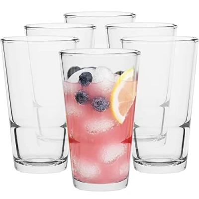 Immagine di TREND FOR HOME Bicchiere Acqua Vetro Trasparente 375 ml Set da 6 Cocktail Bicchieri Succhi di Frutta Birra Tumbler Highball Lavabile in Lavastoviglie Collezione Viggo