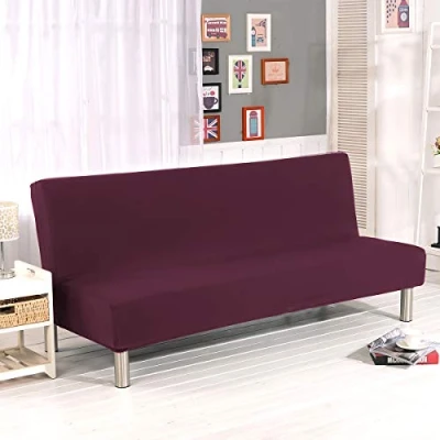 Immagine di WINS copridivano click clac a 3 posti con clic elasticizzato per divano letto senza braccia, regolabile, pasta di fagioli rossi