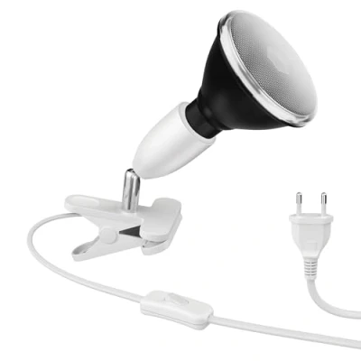 Immagine di ledscom.de Lampada a morsetto E27 LIK, bianca incl. PAR38 riflettore LED nero 1279lm bianco caldo