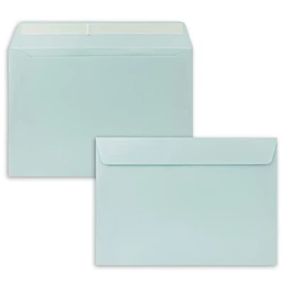 Immagine di 100 buste per lettere, formato DIN C5, azzurro, 16,2 x 22,9 cm, con chiusura adesiva, grandi inviti e biglietti di compleanno o matrimonio