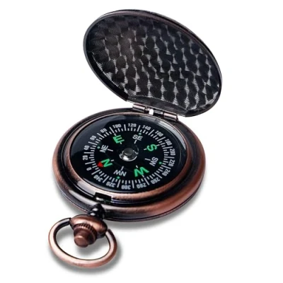 Immagine di Mitening bussola per esterni, portatile, tascabile in ottone, classica, impermeabile, da marcia, con numeri luminosi campeggio, escursioni, caccia e attività all&#039;aperto
