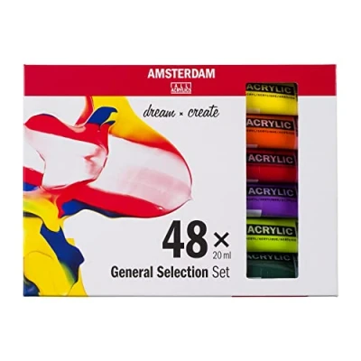 Immagine di Amsterdam Standard Series Set di Pittura Acrilica per Principianti Prova (48 x 20 ml) Colori Base