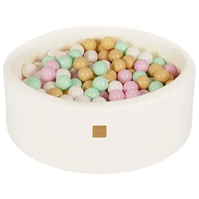 Immagine di MEOWBABY Piscina di Palline per Bambini Tondo 90x30cm Piscine con 200 Palline, Boucle, Grigio mélange: Bianco/Transparente/Nero