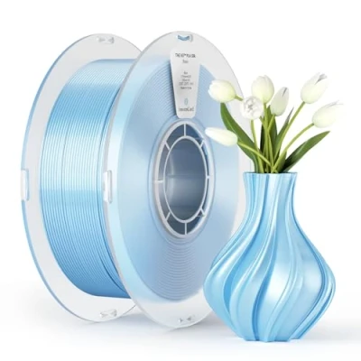 Immagine di PLA Seta Silk Lucida Filamento kexcelled 1,75mm per Stampante FDM 3D, Finitura Liscia e Setosa, Buona Resa Colore, Alta Tenacità, Precisione Dimensionale +/ 0,03mm, Bobina da 1kg (2,2lbs), Blu