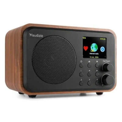 Immagine di Audizio Vicenza Radio Internet WLAN con Bluetooth 5.0, DAB Batteria 10H, Line Out, FM telecomando, cavo di ricarica USB C Plus in nero marrone