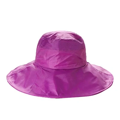 Immagine di Cappello antipioggia da donna a tesa larga ripiegabile Cappellino donna, impermeabile, protezione solare, foderato in raso esterno, Magenta, L