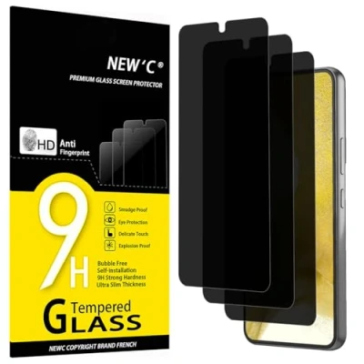 Immagine di NEW&#039;C 3 Pezzi, Pellicola Protettiva Privacy per Samsung Galaxy S22 5G, Angolo di 35 Gradi Bilanciato con Protezione Gli Occhi, Durezza Ultra Resistente 9H, Senza Bolle