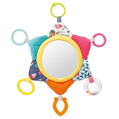 Immagine di Fehn 055443 Specchio di attività con sole Color Friends, giocattolo da appendere per neonati e bambini a partire + 0 mesi, promuove lo sviluppo la percezione sé Dimensioni: 34 cm