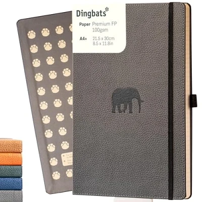 Immagine di Dingbats* Taccuino A Quadretti Di Fauna Selvatica Extra Grande Quaderno A4 Copertina Rigida in Pelle PU Portapenne, Segnalibro, Chiusura Elastico