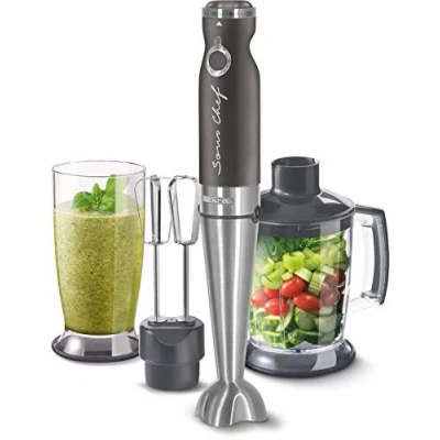 Immagine di Sencor minipimer immersione SHB 560, frullatore a 4 in 1, elettrico con bicchiere da 800ml, tritatutto elettrico, fruste elettriche, potenza 1200w, 20 velocità (nero)