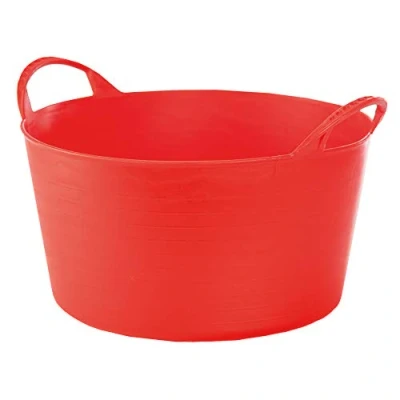 Immagine di RED HOG Flexi, contenitore per casa, giardino, edifici, super resistente, multiuso, con manici, capacità: 120 kg, 35 x 23 30 cm (14 l, rosso)