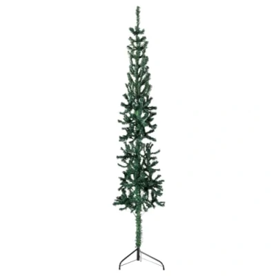 Immagine di vidaXL Albero Natale Artificiale Sottile a metà Supporto Verde 240 cm