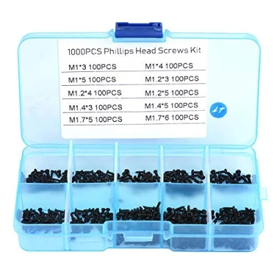 Immagine di Akozon Vite Autofilettante 1000 pz Viti Piccole Autofilettanti testa a Croce Kit di Assortimento M1 M1,2 M1,4 M1,7