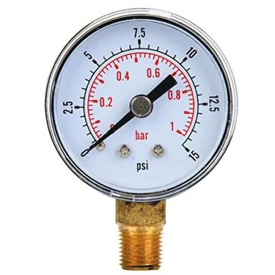 Immagine di Manometro meccanico Connessione inferiore BSPT da 1/8 di pollice per test pressione carburante aria olio acqua gas(0 15psi,0 1bar)