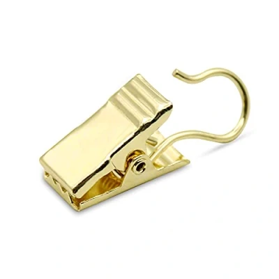 Immagine di Coideal clip per tende con ganci, confezione da 100 pezzi, piccole binario in acciaio inox, resistenti, appendere doccia, luci esterne (oro)