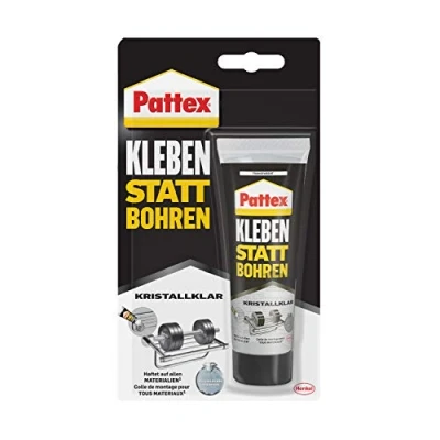 Immagine di Pattex Gluing instead of drilling, crystal clear, mounting adhesive for clear bonding, building all materials, universal indoor and outdoor use, 1 x 90 g