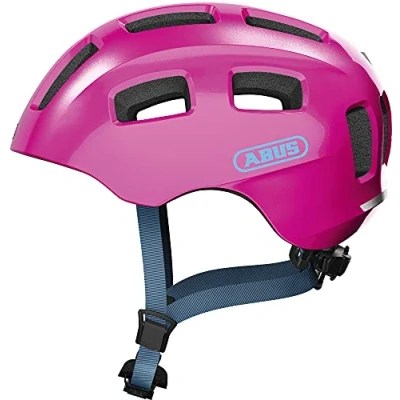 Immagine di ABUS Youn I 2.0 casco da bici con luce per bambini, adolescenti e giovani adulti ragazze ragazzi Rosa (scintillante), taglia S