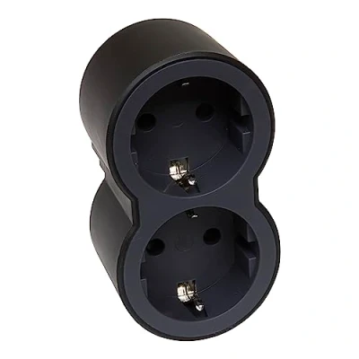 Immagine di Legrand 694517, Adattatori 2P+T, 2 Prese di presa/corrente anteriore, Ladro spine, Colore Nero/Grigio Scuro