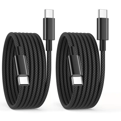 Immagine di Cavo USB Type C 3 Metri 2Pezzi, 60W a per iPhone 16/16 Pro Max/15/15 Max/15 Plus, Macbook, iPad, Samsung Galaxy S25,S24, 3M Lungo to Ricarica Cavetto