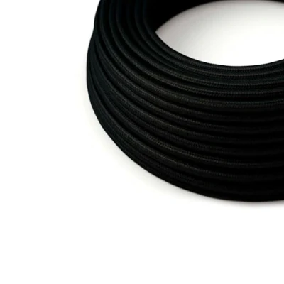 Immagine di HALOTEC Cavo Elettrico Tessile Nero 5 metri per Lampada Decorativo 2 FilI 2x0,75mm² Nastro Filo Illuminazione rivestito in tessuto Colore