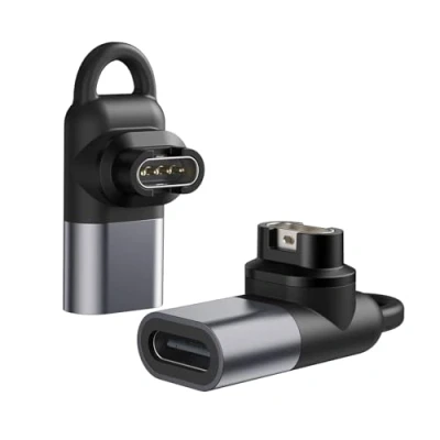 Immagine di MoKo Adattatore da USB C a 2 Pezzi, Connettore Cavo Caricatore di Tipo 90 Gradi per Trasferimento Dati Fenix 7/7S/7X/6/6S/6X/5/5S/5X/Forerunner 245/255/Vivoactive 3/4/Venu 2, Grigio