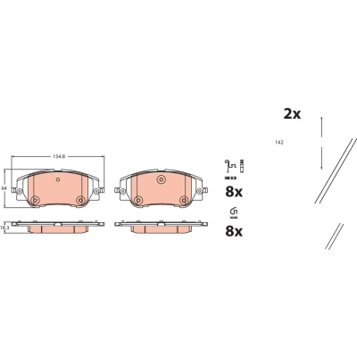 Immagine di TRW GDB2478 Kit pastiglie freno Non predisposto per contatto segnalazione usura con accessori