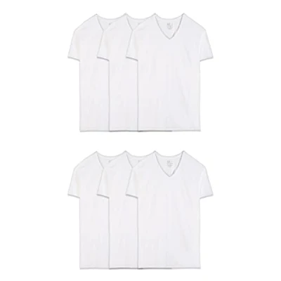 Immagine di Fruit of the Loom Maglietta da uomo con scollo a V, confezione 6, bianco, L