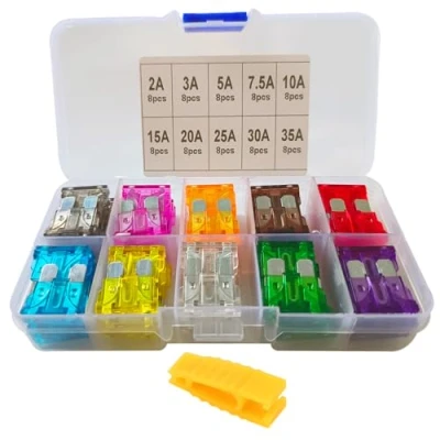 Immagine di FULARR 80Pcs Professionale Auto Camion Barca Fusibile, Standard Lama Fusibili Assortimento Kit, con Estrattore &amp; Archiviazione Scatola 2A 3A 5A 7.5A 10A 15A 20A 25A 30A 35A