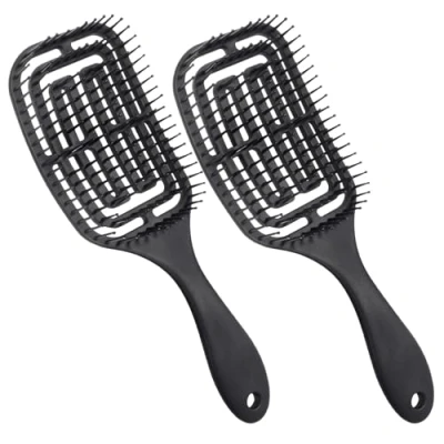Immagine di Vinabo 2 Spazzola Capelli, Districante per Capelli Ventilata Curva Professionale Bagnati e Asciutti, Massaggio Districante, Donne/Uomini/Bambini