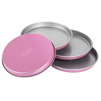 Immagine di Zenker creative studio Set di 4 teglie da forno con rivestimento antiaderente, forma: Ø 180 mm x 18 mm, colore: rosa, argento