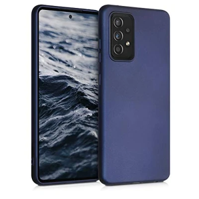 Immagine di kwmobile Custodia Compatibile con Samsung Galaxy A52 / 5G A52s Cover Back Case Morbida Protezione in Silicone TPU Effetto metallizzato blu
