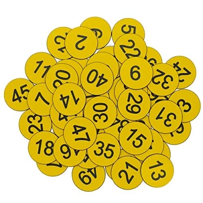 Immagine di Targhette numerate in plastica, con numero inciso, senza foro (1 100, giallo)