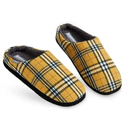 Immagine di DUNLOP Ciabatte Uomo, Comode Pantofole Invernali Calde Memory Foam, Taglia 41 46, Idea Regalo Compleanno, Ciabatta da Casa con Pelo, Originali Babbucce Uomo (Grigio/Senape, Numeric_45)