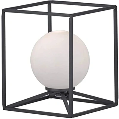 Immagine di Reality Leuchten Gabbia Lampada da tavolo, in metallo, colore: nero opaco/bianco