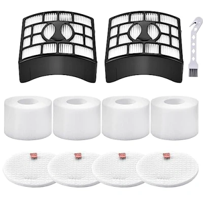 Immagine di Leadaybetter 2 HEPA + 4 filtri in schiuma e feltro per rotatore di squalo DuoClean Powered Lift Away Speed Vacuum NV680, NV681, NV682, NV683, UV810, confrontati con i componenti # XFF680 XHF680