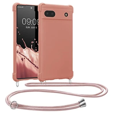 Immagine di kwmobile Custodia Compatibile con Google Pixel 6a Cover Back Case in Silicone TPU Protezione Smartphone Cordino Madre Perla