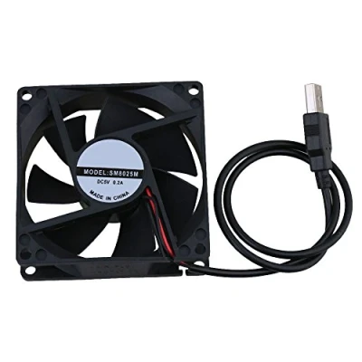 Immagine di BQLZR, ventola di raffreddamento per computer, silenziosa, 5 V, nera, 8 cm 8025 USB, CPU