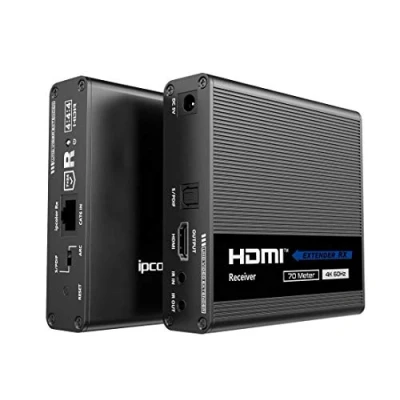 Immagine di PremiumCord Extender HDMI 4K su 70m Tramite Cavo Patch Cat6 / Cat6A Cat7, trasmettitore e Ricevitore IR, 2.0, Arc, risoluzione Video Ultra HD @ 60Hz