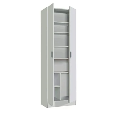 Immagine di Dmora Armadio Multiuso a Due Ante con Cinque Ripiani, Colore Bianco, cm 59 x 37 h180