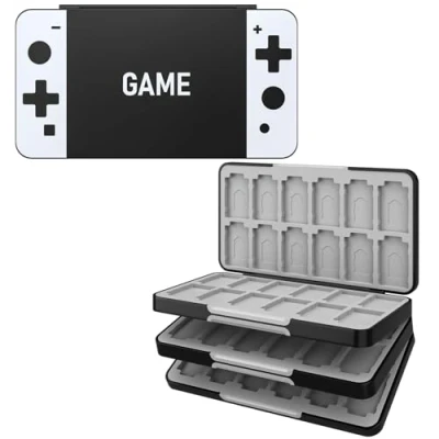 Immagine di MoKo Porta Schede, Custodia Cartucce di Gioco Compatibile con Switch OLED/Switch/Switch Lite, Protettiva 72 Scompartimenti Schede Gioco, 24 Micro SD Motivo Console