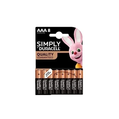 Immagine di 8X Duracell AAA Simply (1 Blister Da 8 Batterie) Pile Mini Stilo (LR03/MN2400)
