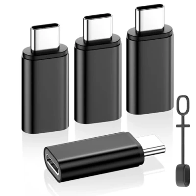 Immagine di MoKo Adattatore Femmina Lightning a Maschio USB C 4 Pack, Connettore Tipo per iPhone 15 PRO Max Plus, Supporto Ricarica/Trasferimento Dati, Non Cuffie/OTG, Nero