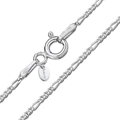 Immagine di Amberta® Gioielli Collanina Catenina Argento Sterling 925 Modello Figaro Larghezza 1.5 mm Lunghezza: 40 45 50 55 60 cm (60cm)
