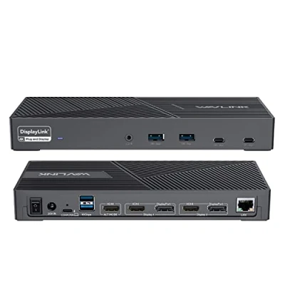 Immagine di WAVLINK DisplayLink Docking Station 4K Tripla,15 In 1 USB C Dock Universale per Laptop,Triplo Monitor con 3xHDMI,2xDisplayPort,100W PD,Trasferimento Dati 10Gbps Windows/Mac OS